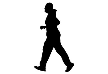 Fototapeta na wymiar Silhouette this is women run Exercise for Health At area Stadium Outdoors.