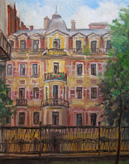 Obraz premium Saint Petersburg architecture in summer, oil painting
