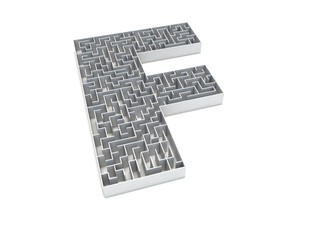 3D illustration of F shaped maze