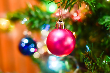 Christmas Background with bokeh light Blurred.