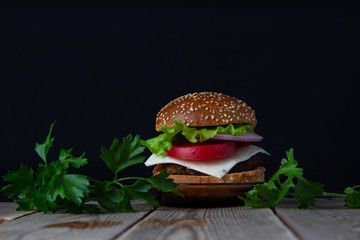 hamburger on white background