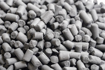 Marco, shallow focus of carbon granules showing microscopic holes within the granules. Used as a purifier and antioxidant in both marine, pharmaceutical  and industrial processes.