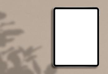 Tablet with empty screen. Tablet mockup with soft shadows. Mockup scene. Flat lay style. Template...