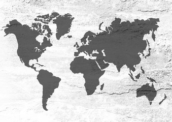 Fototapeta na wymiar conceptual image of rock with flat world map