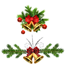Vector christmas bells with christmas tree decorations