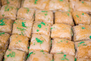 Oriental sweetness from natural ingredients. Texture of sweets. A diamond shaped treat.