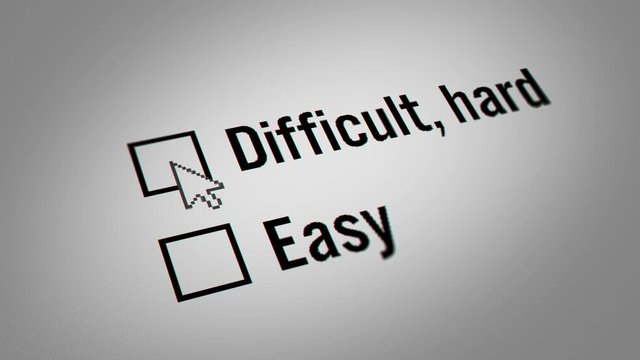 Mouse Cursor Checking Difficult,hard and Easy Checkbox Marking Survey Option on White  Background