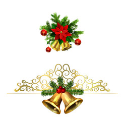 Vector christmas bells with christmas tree decorations
