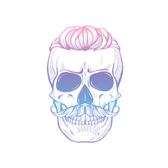 Angry skull with cirly hairstyle