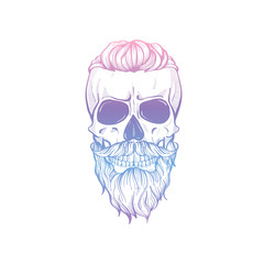 Angry skull with cirly hairstyle