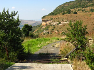 Mountainous catlle farm land in the Dundee area of South Africa.