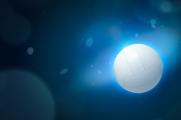 Fototapeta premium 3d rendering of white volleyball ball on dark neon blue background