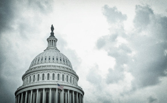 Textured image of the United States Capitol dome on a stormy day
