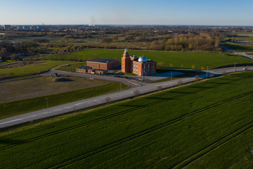 aerial view of mosque 