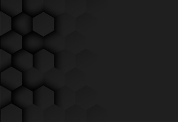 Abstract. Embossed Hexagon, honeycomb black background ,light and shadow. modern background. Vector.