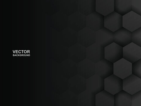 Abstract. Embossed Hexagon, honeycomb black background ,light and shadow. modern background. Vector.