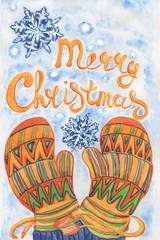 Card Mittens and snowflake