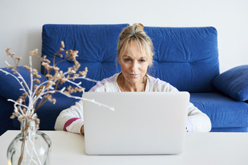 Senior woman work from home.