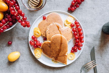 Delicious heart shaped pancakes