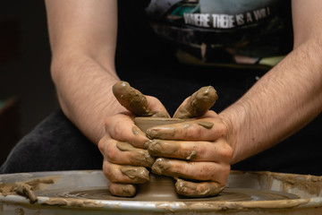 Pottery work from a close-up point of view