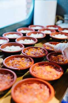 Crop cook making delicious bowls with rice