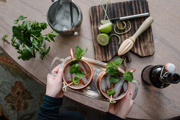 Moscow Mules on a Tray