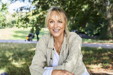 Pretty aged blonde woman portrait.
