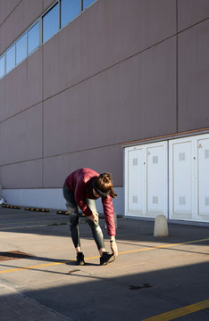 Stretching legs warm up urban.