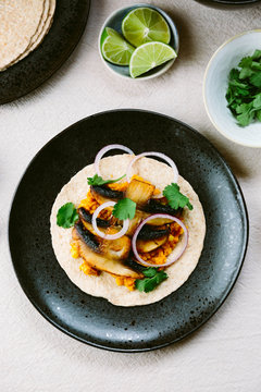 Indian spiced mushrooms with dal in a wrap.