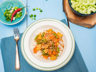 Kare Raisu.Japanese vegetarian curry - top view