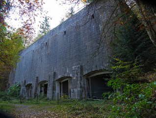OBERSALZBERG, GERMANY - October 29, 2018: WW2 remains, Coal bunker - Remains of Hitlers Berghof, Obersalzberg, Berchtesgaden, Bavaria, Germany