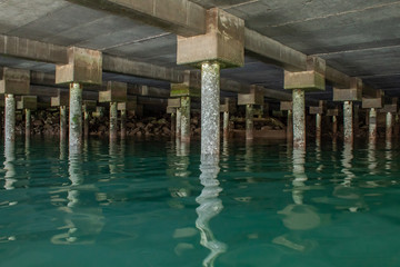 Pillars in the Sea Holding up a Pier