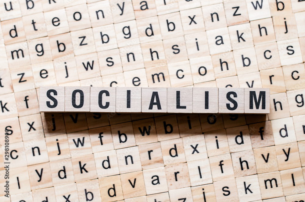 Wall mural Socialism word concept on cubes