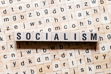 Socialism word concept on cubes