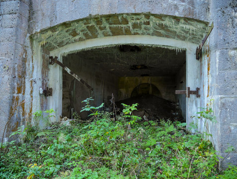 OBERSALZBERG, GERMANY - October 29, 2018: WW2 remains, Coal bunker - Remains of Hitlers Berghof, Obersalzberg, Berchtesgaden, Bavaria, Germany