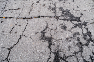 cracks on the asphalt road