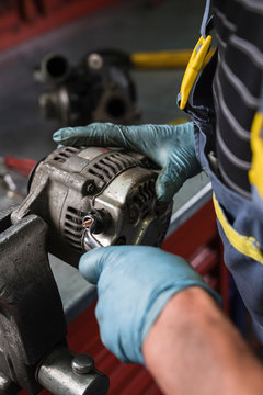 Mechanic at work in a repair car shop