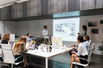 Businesspeople meeting in a modern space