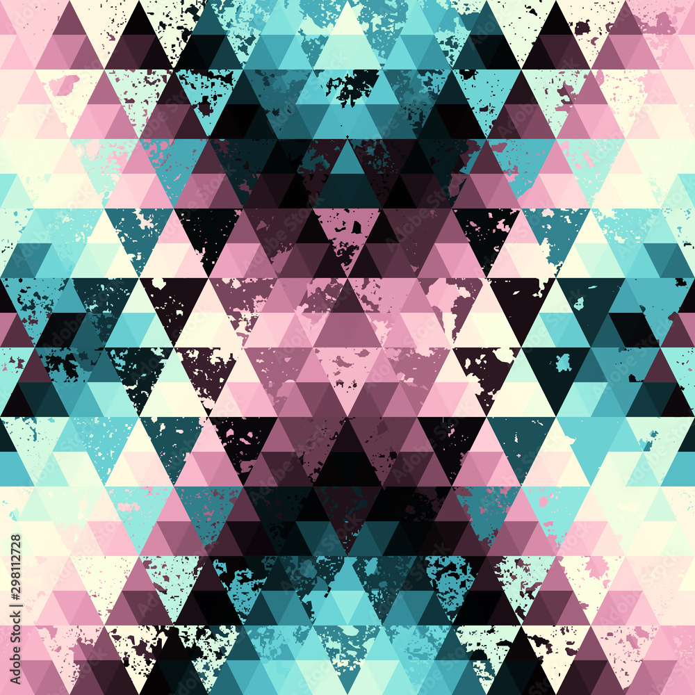 Poster Seamless pattern of a triangles.. Aztec ornament. Vector image.
