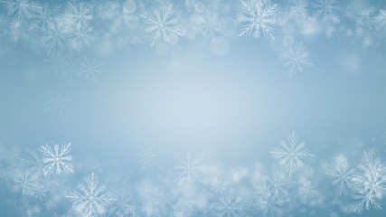 Fototapeta na wymiar Abstract Background White Snow flake on Blue Background in Christmas holiday 
