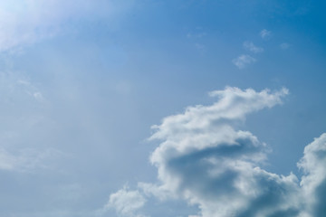 Blue sky with big beautiful white clouds. Beautiful background