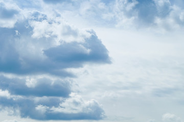 Blue sky with big beautiful white clouds. Beautiful background