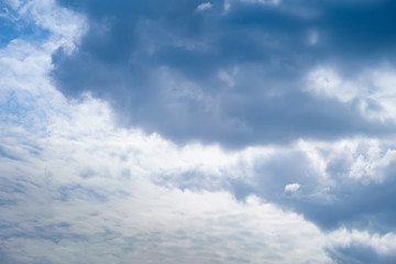 Blue sky with big beautiful white clouds. Beautiful background