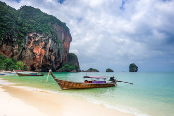 Long tail boat on Phra Nang Beach, Krabi, Thailand