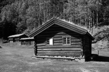 Obraz premium Norwegian Folk Architecture. In retro stile