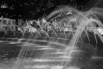 fountain in front of modern building