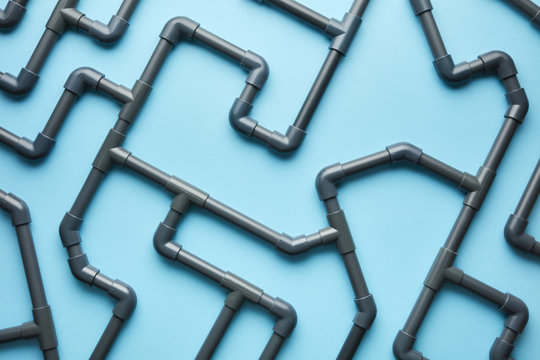 Arrangement of gray pipelines in unity