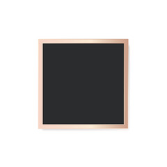 Square black board in golden frame isolated on white