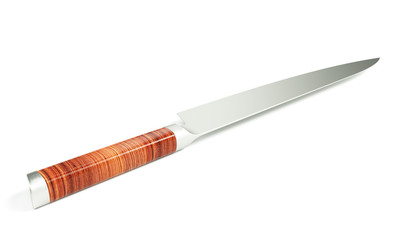Big kitchen knife isolated on white background 3D illustration.