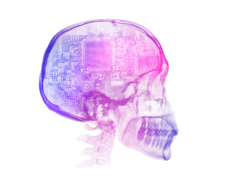 Human skull X-ray image. Artificial intelligence concept